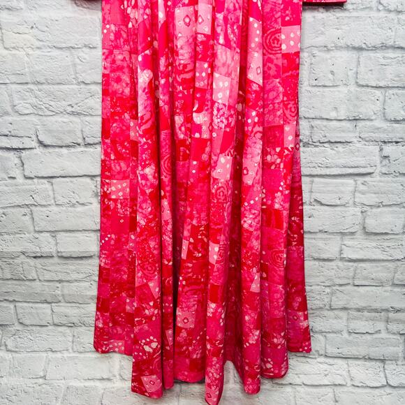 Vintage 70s Handmade Maxi Dress Long Sleeve Pink Patchwork V-Neck Size S - Picture 4 of 8